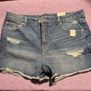 Women’s Distressed Denim Shorts - Blue 3.5" Inseam